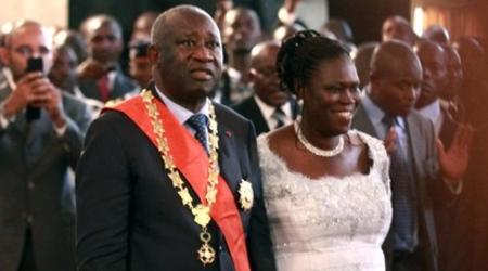 Le Président de la République Laurent Gbagbo et son épouse Simone Ehivet, le jour de son investiture.